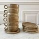 Lot de 6 tasses en grès design et ses soucoupes années 60 signées fait-main