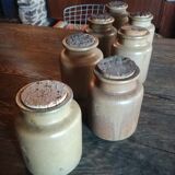 Lot of seven sandstone spice pots