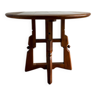 Height-adjustable table in oak and ceramic – Guillerme & Chambron, France