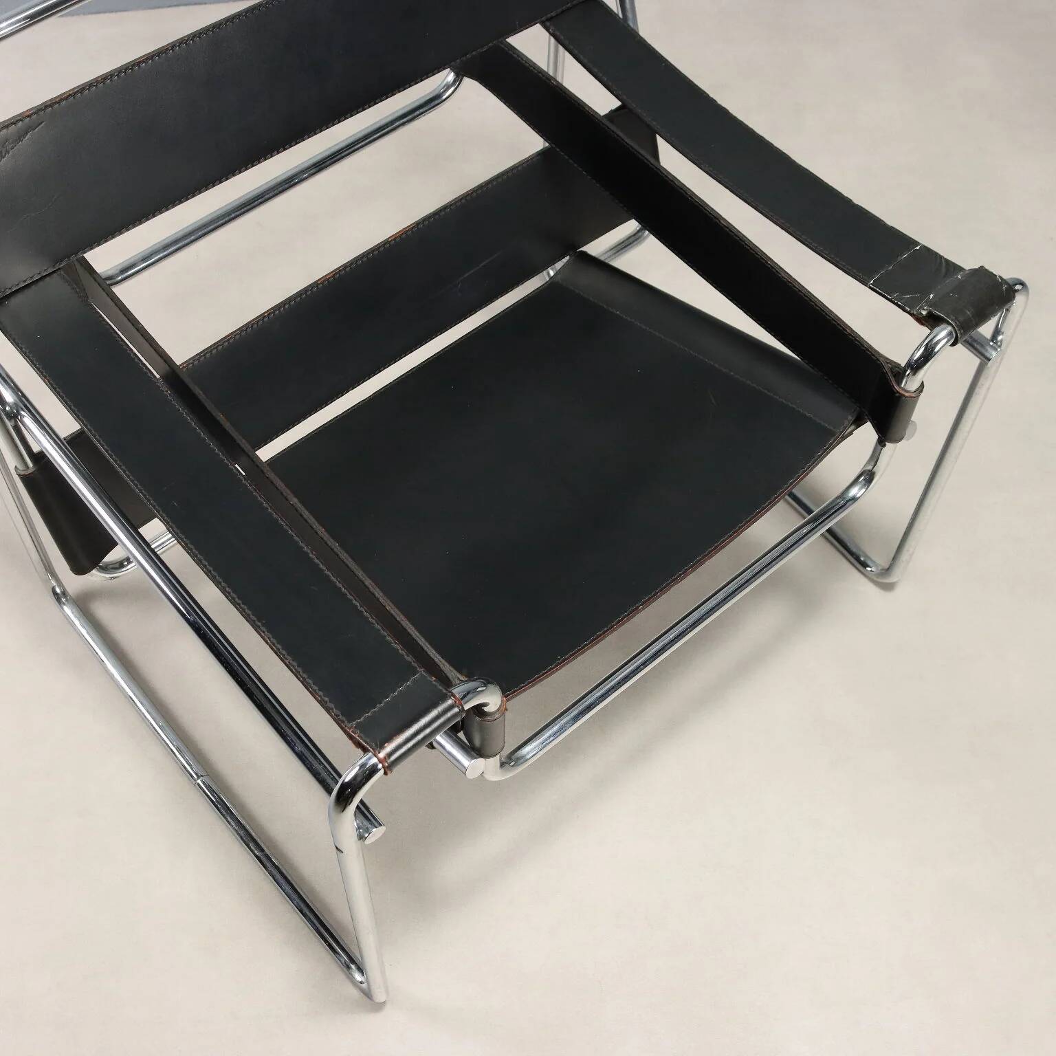 Fauteuil Wassily Gavina, design vintage Marcel Breuer, Italie, années 1970
