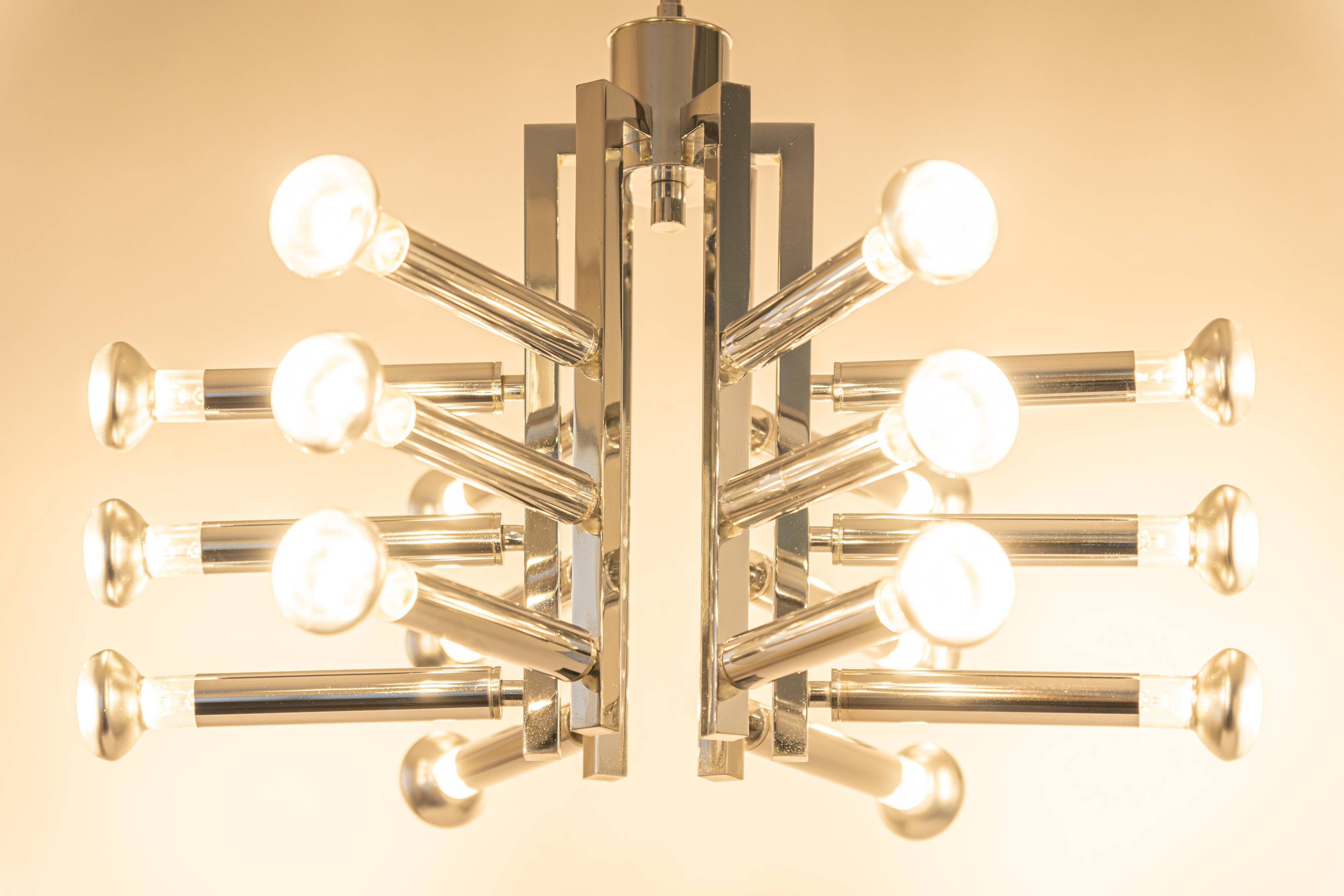 Large chrome Sputnik Atomium chandelier from the space age by Cosack, Germany, 1970s.