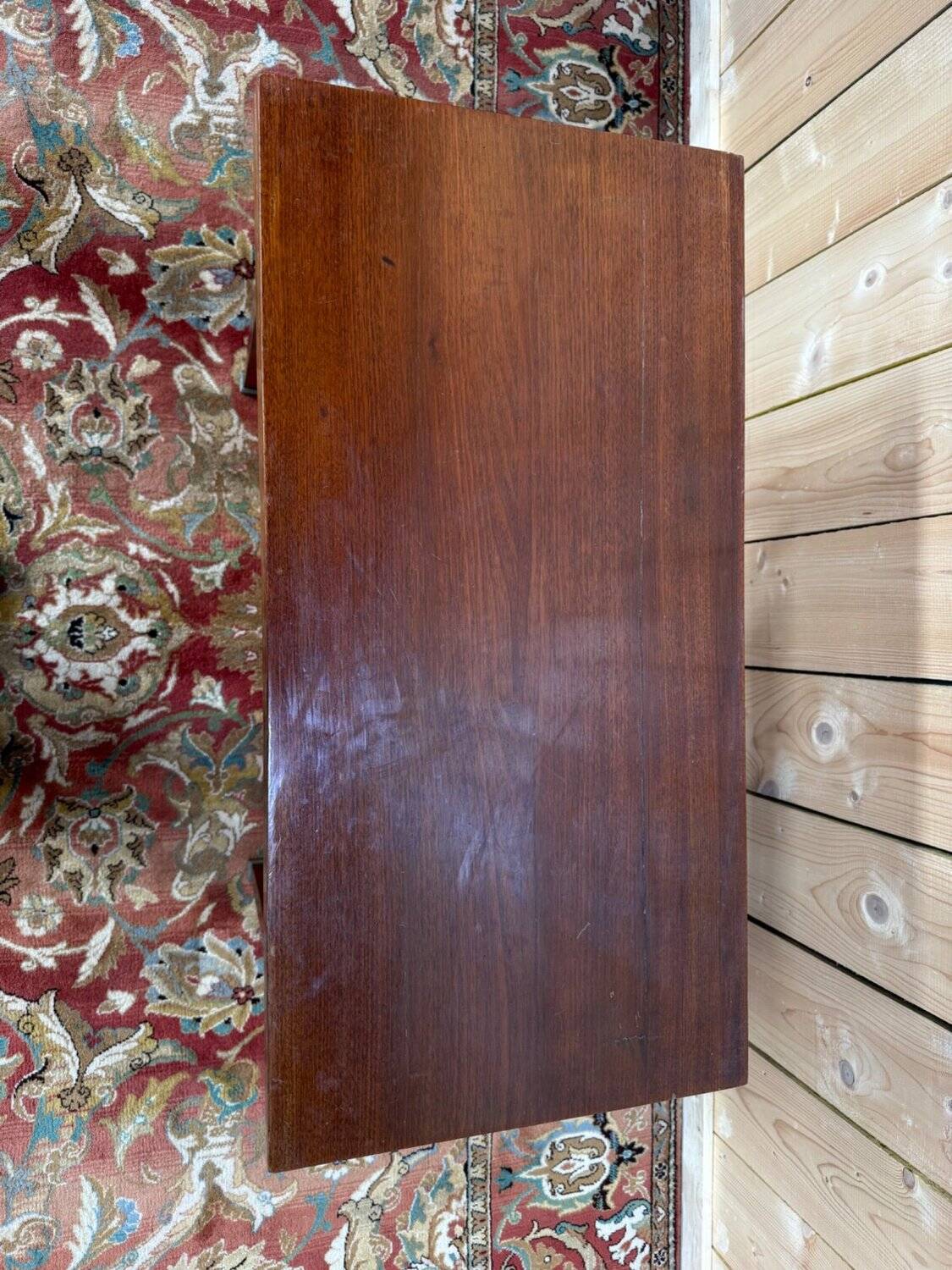 Folding game table – Louis XVI-Directoire style – Solid mahogany and brass