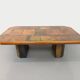 Vintage Brutalist Stone and Oak Coffee Table from the 70s 80s