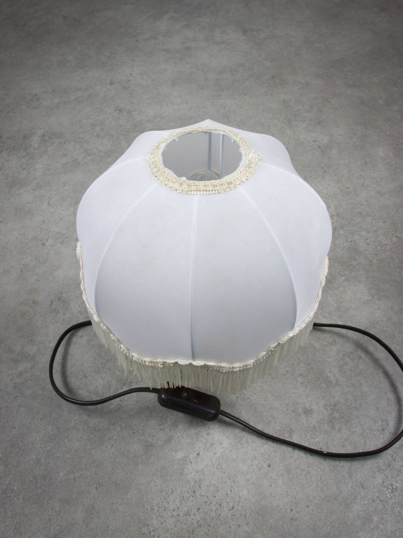 Lampe de table italienne vintage en bois et textile