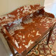 Art Deco console in walnut and marble.