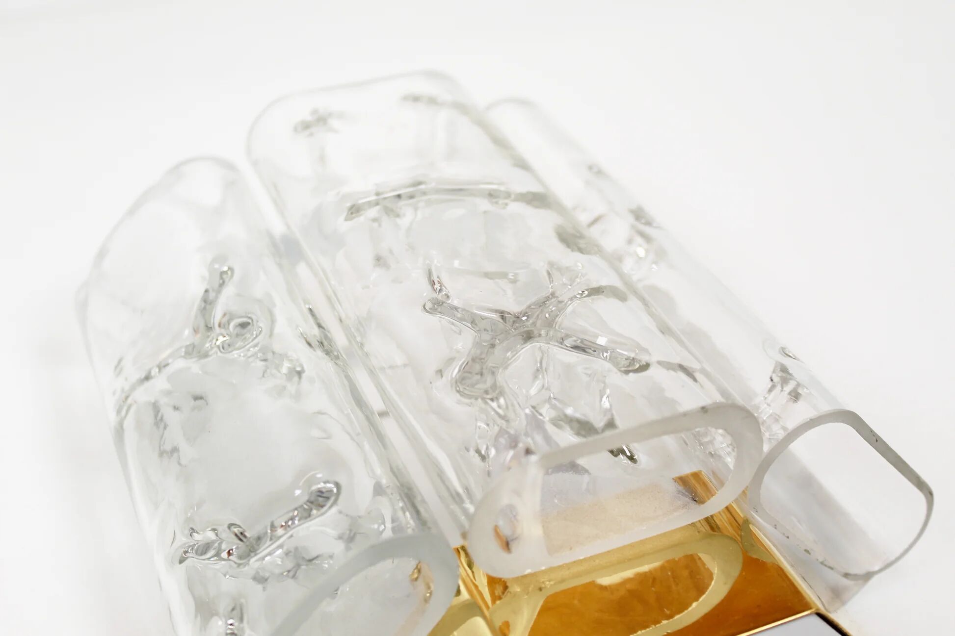 Pair of brass and glass wall lamps by Doria Leuchten