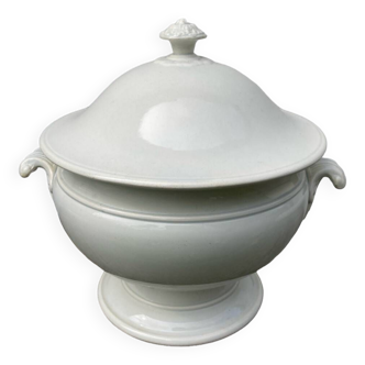 Creil plain white tureen