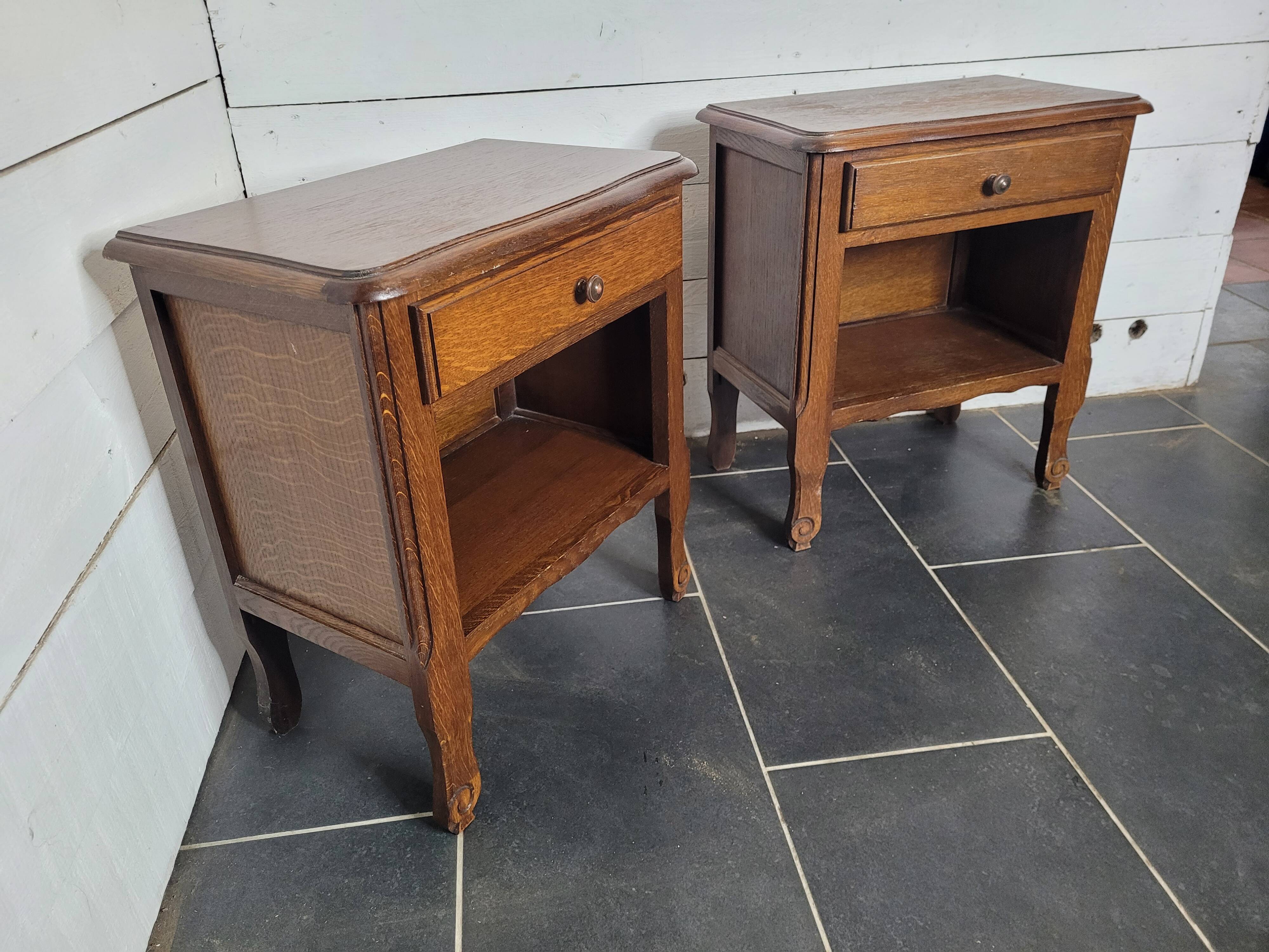 Pair of oak bedside tables