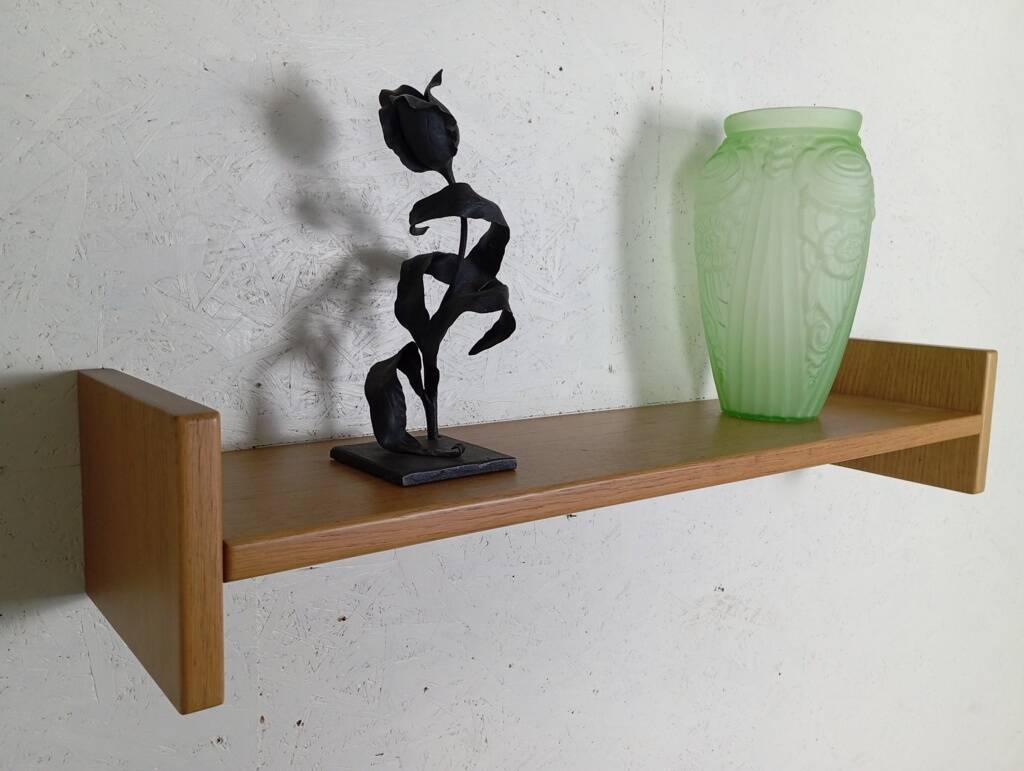 Pair of solid oak wall shelves