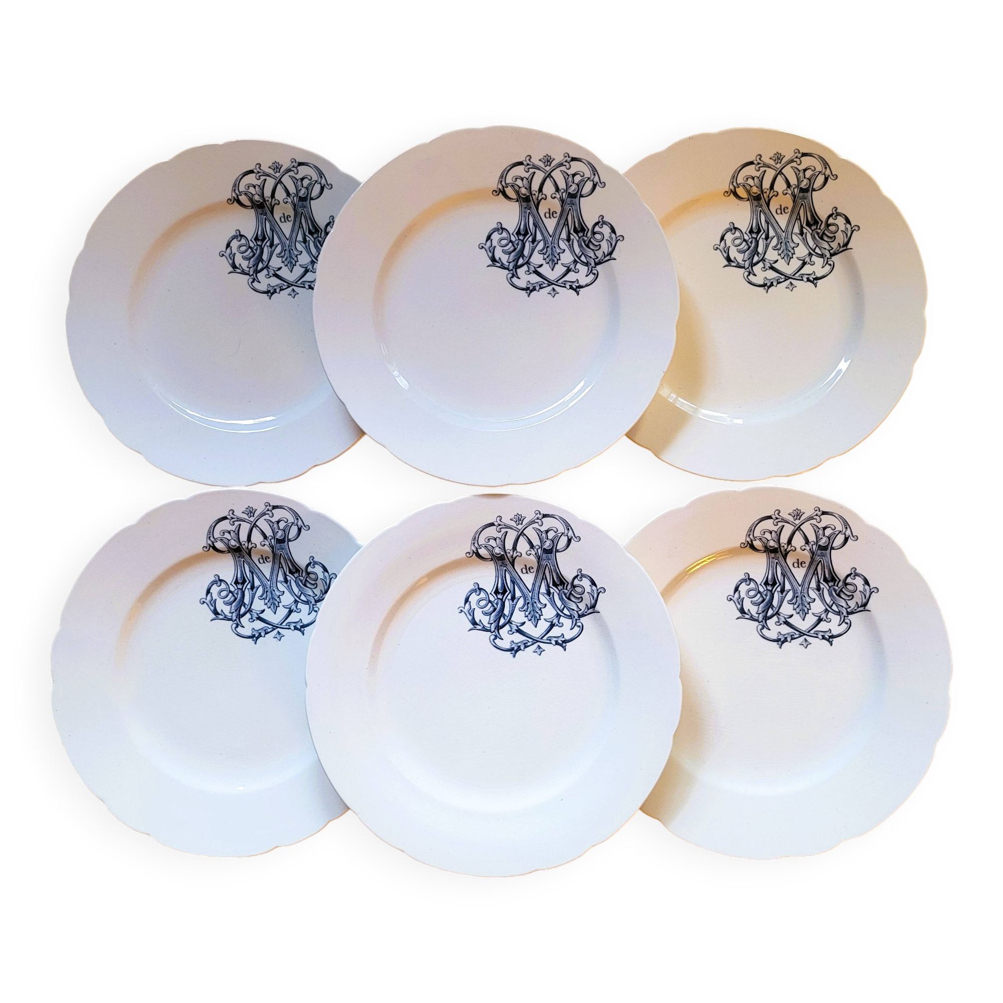 6 Longwy dinner plates (25cm)