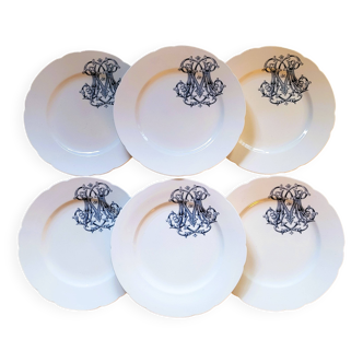 6 Longwy dinner plates (25cm)