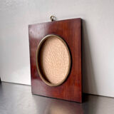 Mahogany wood frame with brass borders