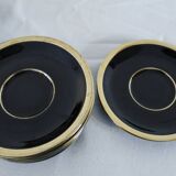 Porcelain coffee set - Porcelac - 6 cups + saucers - black and colors