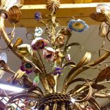 Chandelier in bronze and porcelain of the period 1900