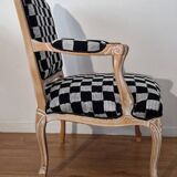 Fauteuil Louis XV style damier