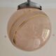 suspension glass globe pink and gold on a metal aluminium stem and structure