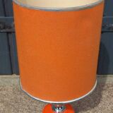 Designer lamp from the 70s in chrome metal and orange lacquered wood