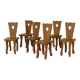 Ensemble de 6 chaises en noyer massif, France, 1970's