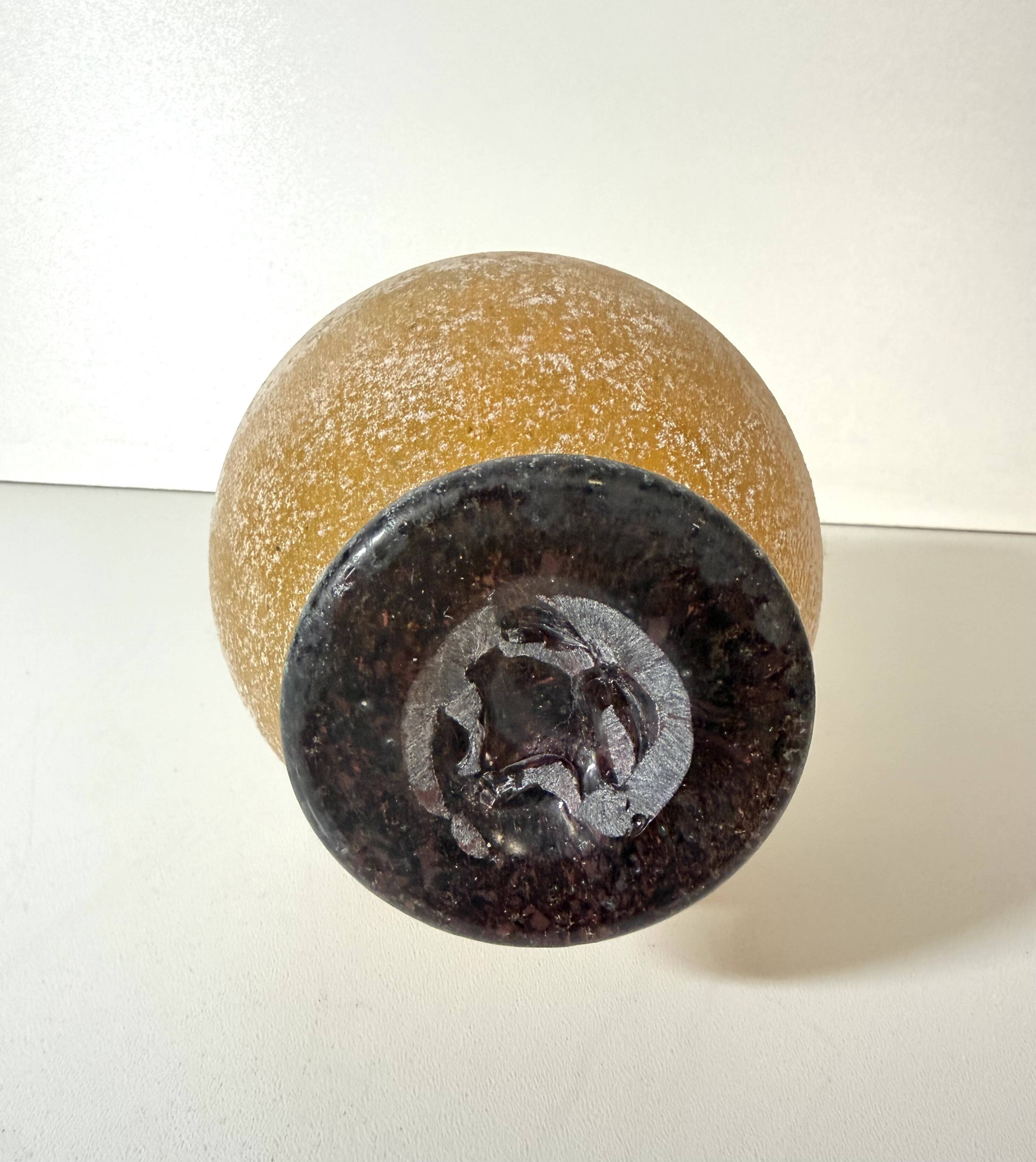Black and Yellow Scavo Glass Bottle Vase attr. to Gino Cenedese, Italy