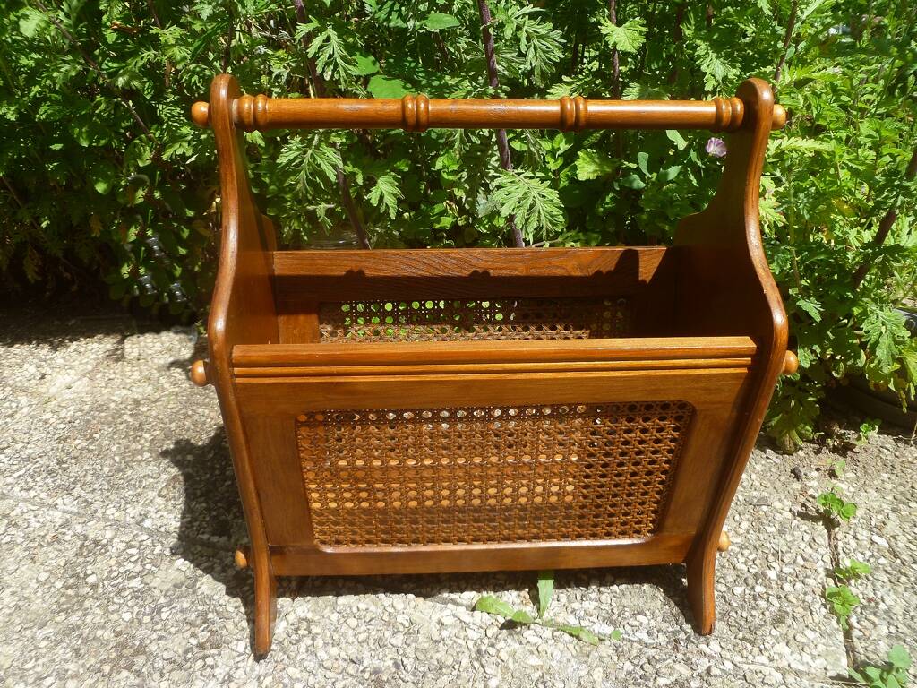 porte revue  bois et cannage, vintage