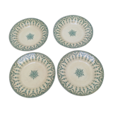 Lot of 4 hollow plates in opaque porcelain from Gien Iron Land model "Florentin" green