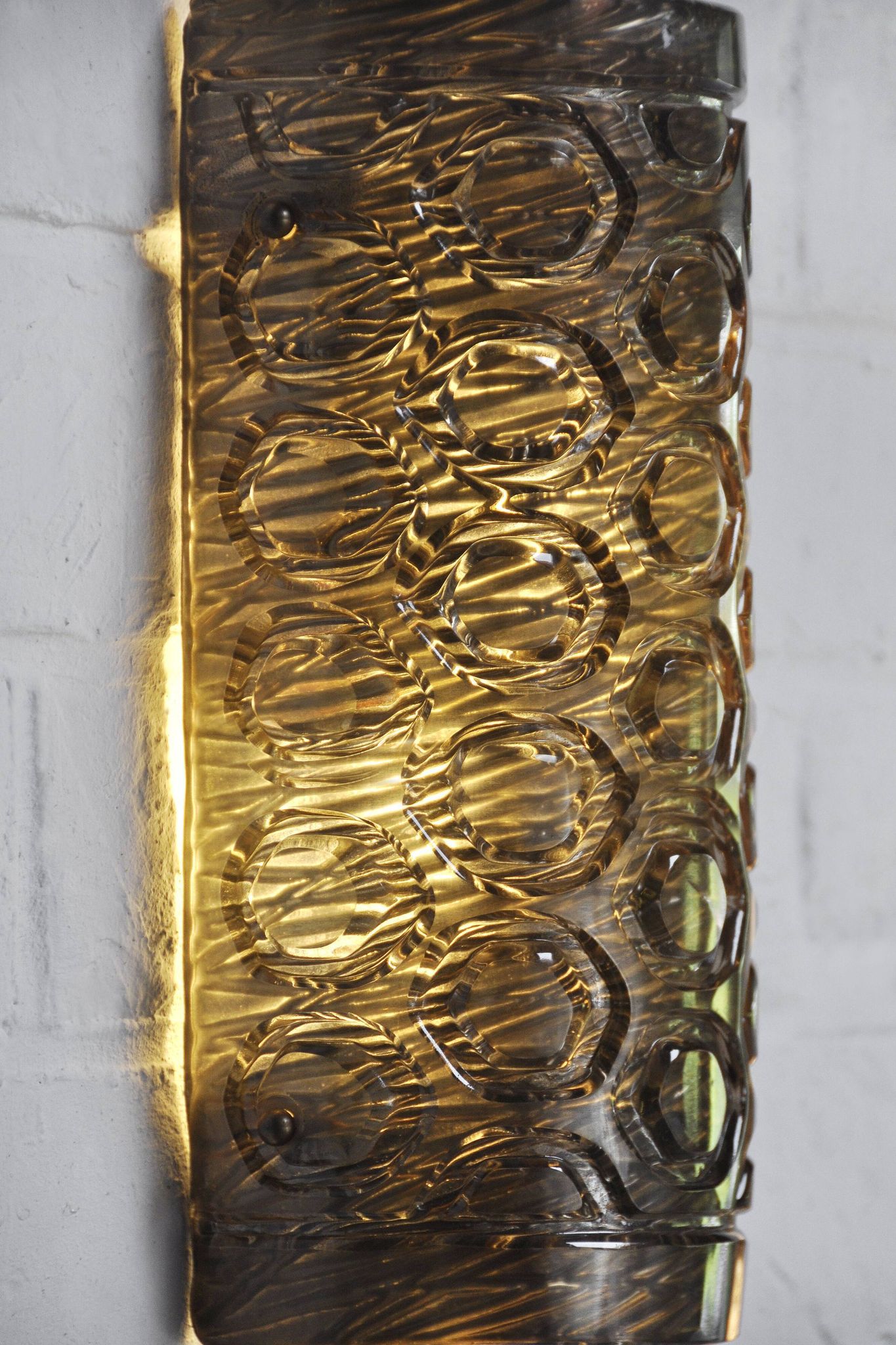 Paire d’appliques murales italiennes en verre de Murano avec motifs géométriques, années 1960