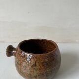 Old pyrite stoneware fondue pot