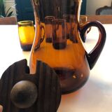 Amber carafe and 5 cups (sangria service