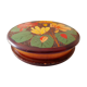 Boite ronde en bois décor floral