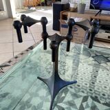 Base for candlesticks + 2 modular candlesticks NAGEL copper brown 1970