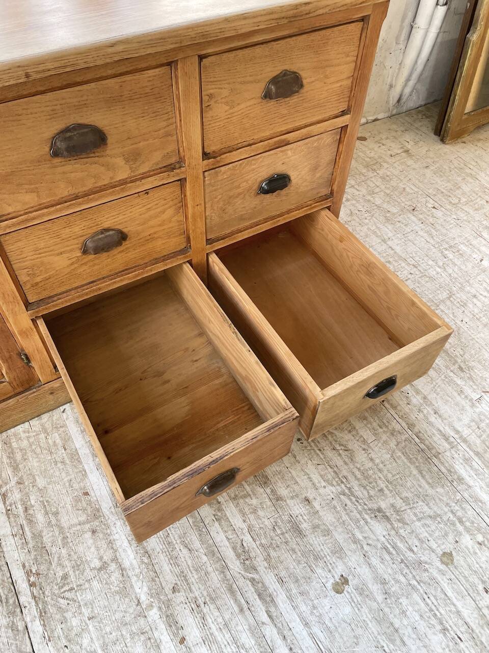 XXL solid oak counter sideboard