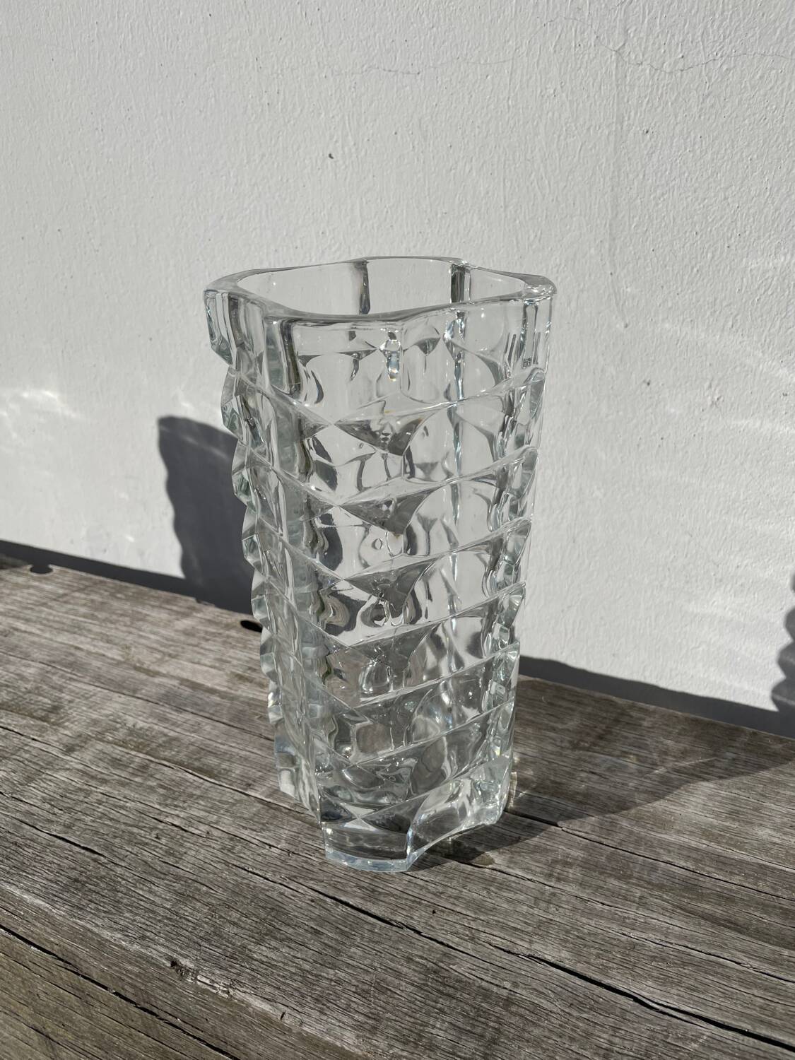 Classic clear thick glass vase