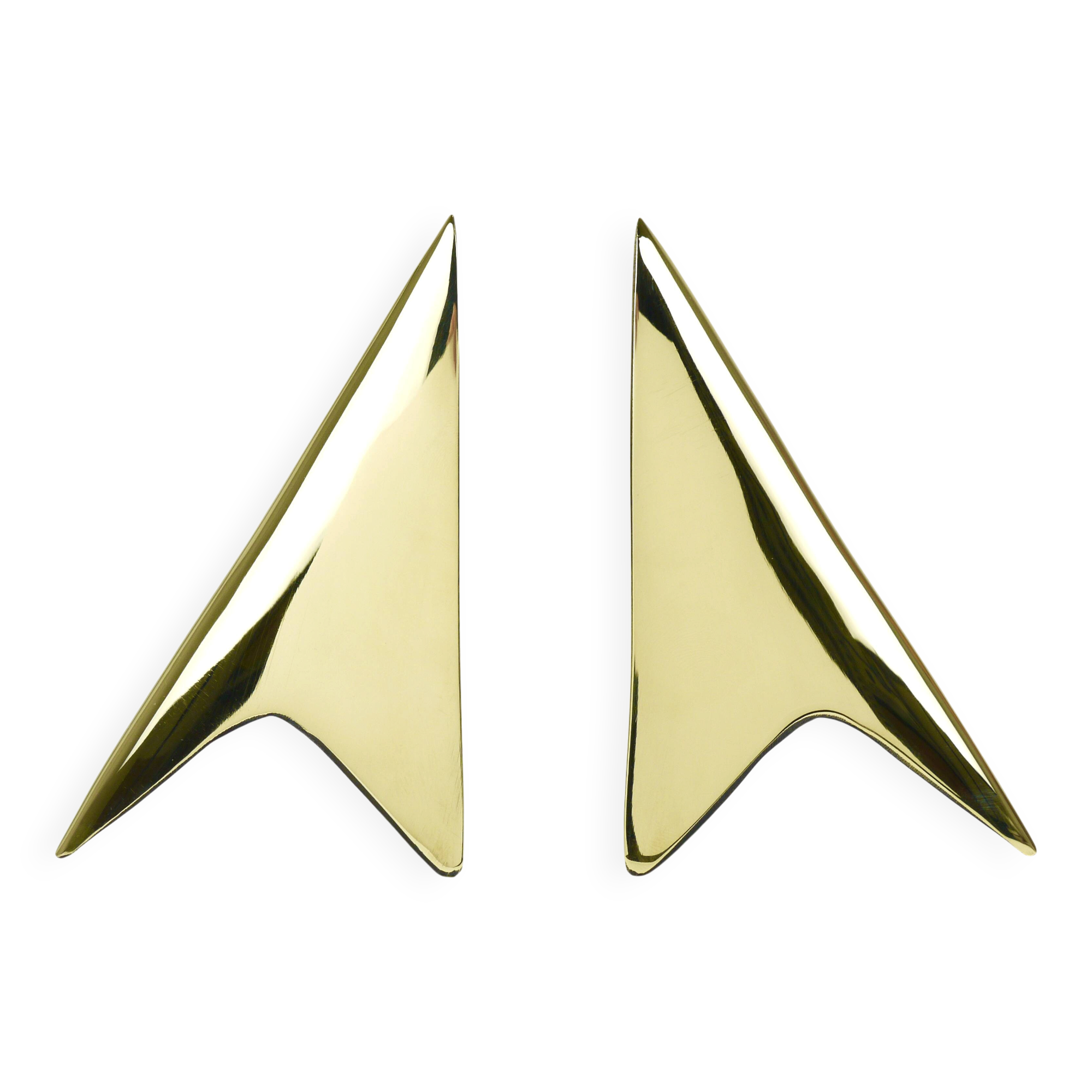 Pair Carl Auböck Minimalist Rocket Brass Bookends #3846, Vienna, Austria