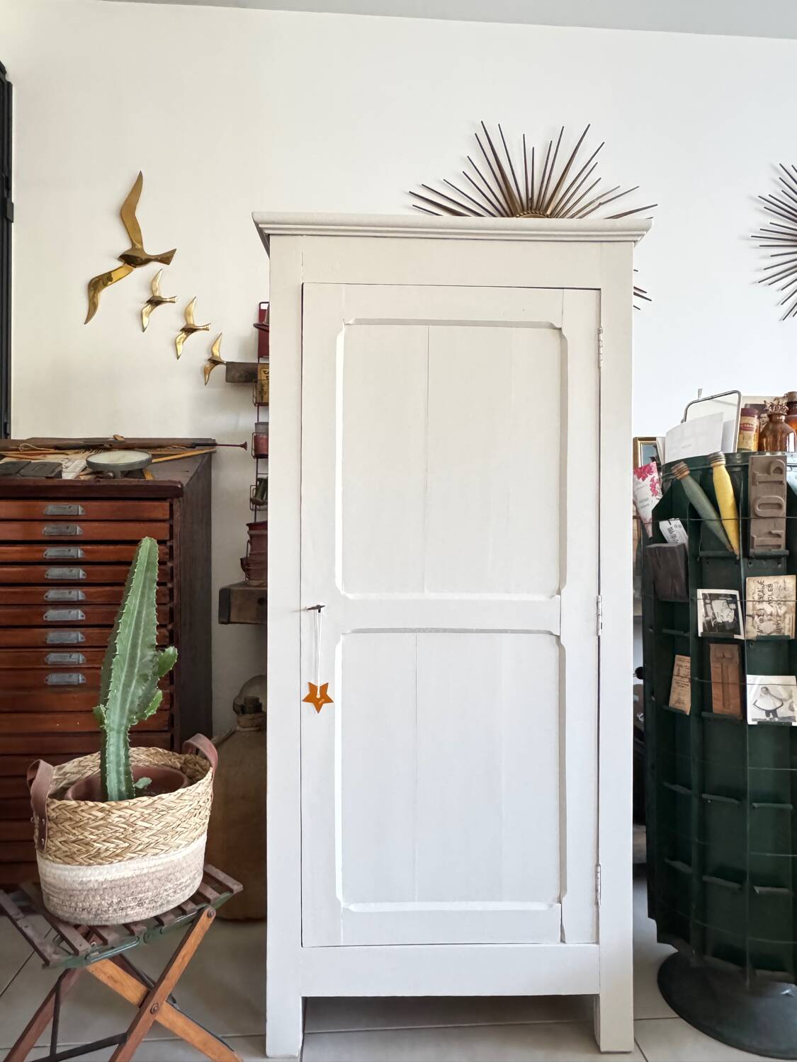 Antique vintage white Parisian wardrobe