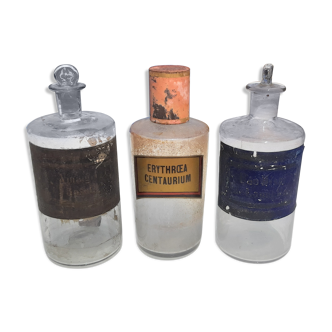 Set de 3 flacons de pharmacie en verre transparent