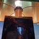 Lampe effet briar et laiton lucite années 1980