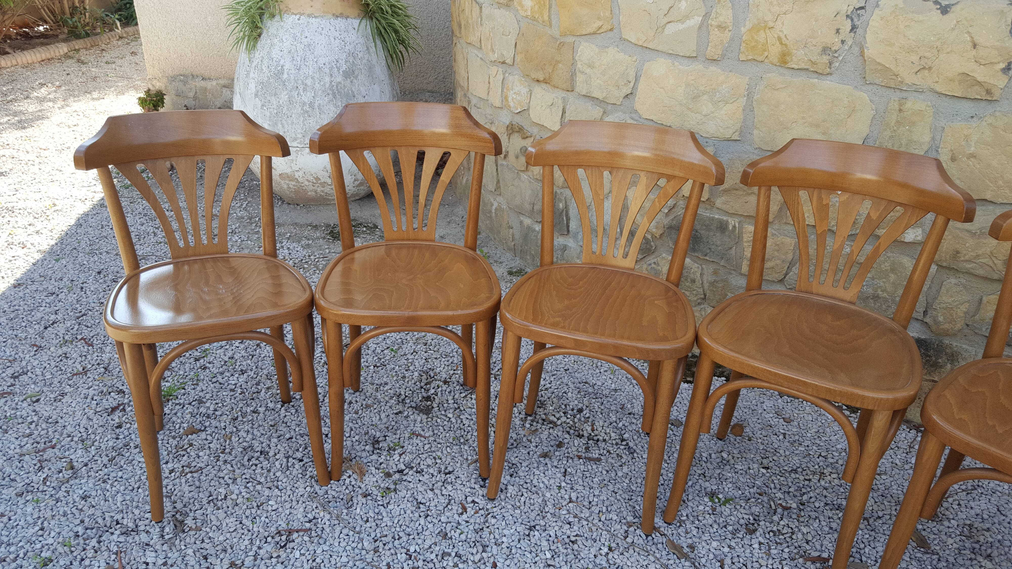 6 wooden bistro chairs