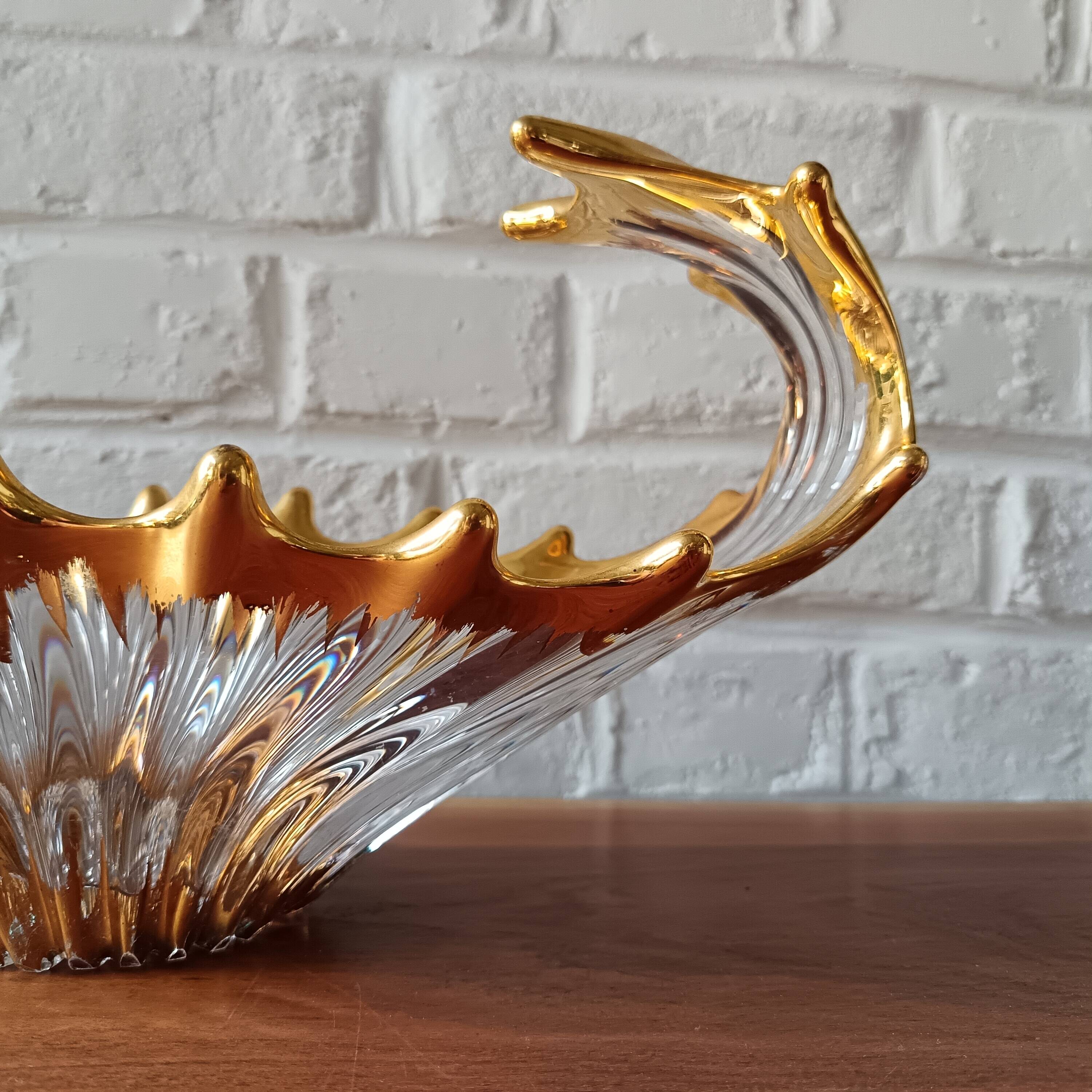 Coupe à fruit dorée vintage, style Bayel, France
