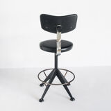 Vintage swivel workshop chair in skai and iron, Spain 1960