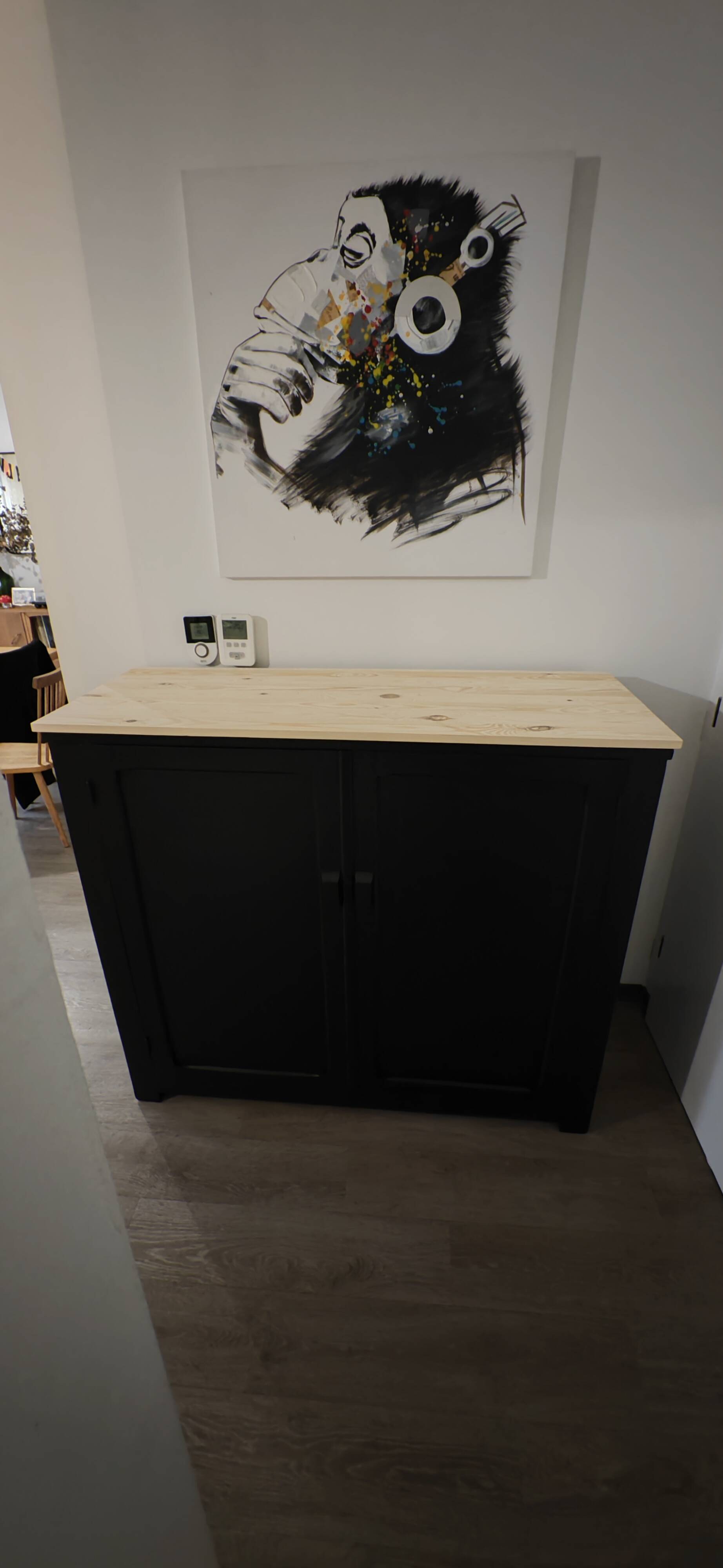 Parisian sideboard in black painted wood