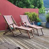 Pair of Roland Vlaemynck bayadere canvas loafers