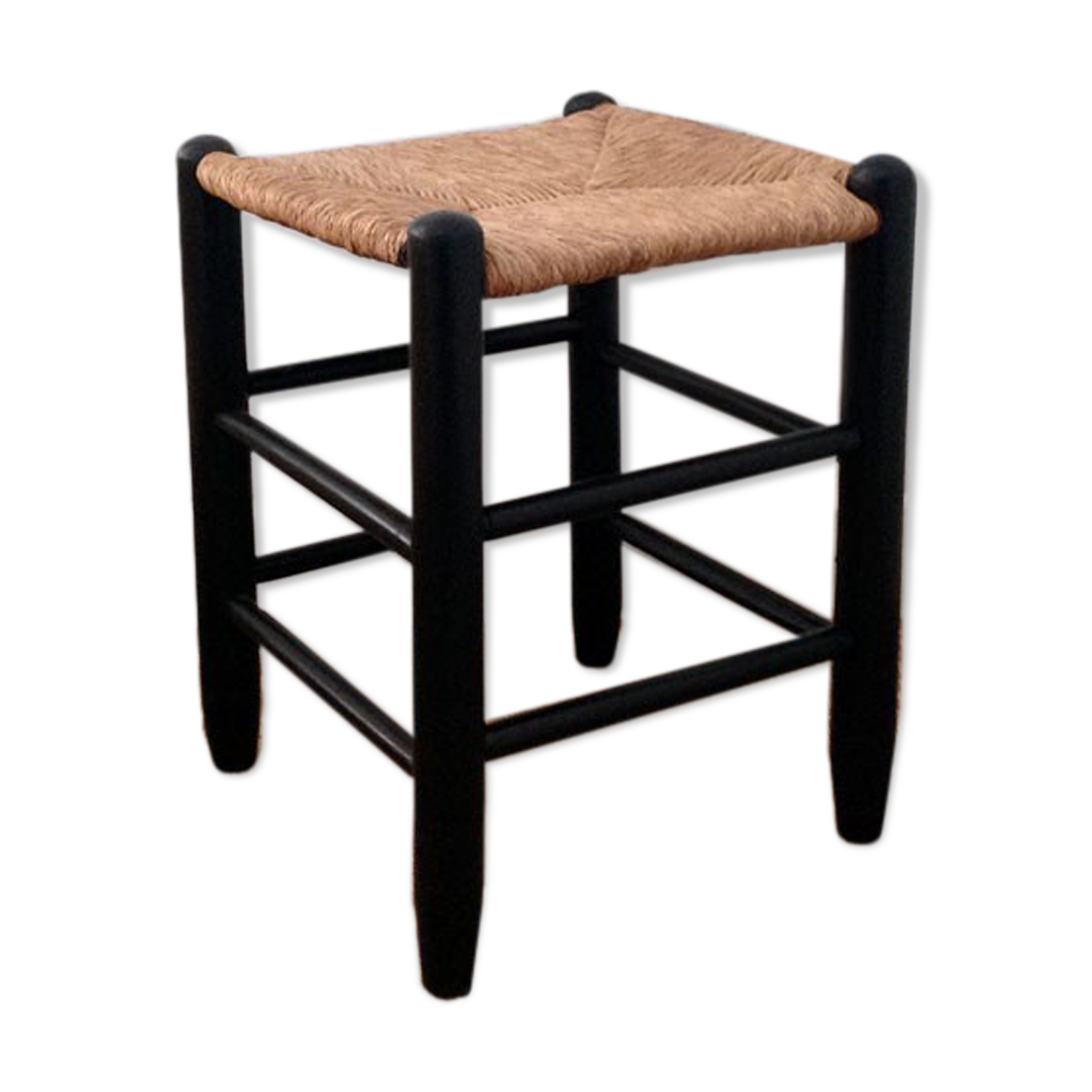 Straw and black stool