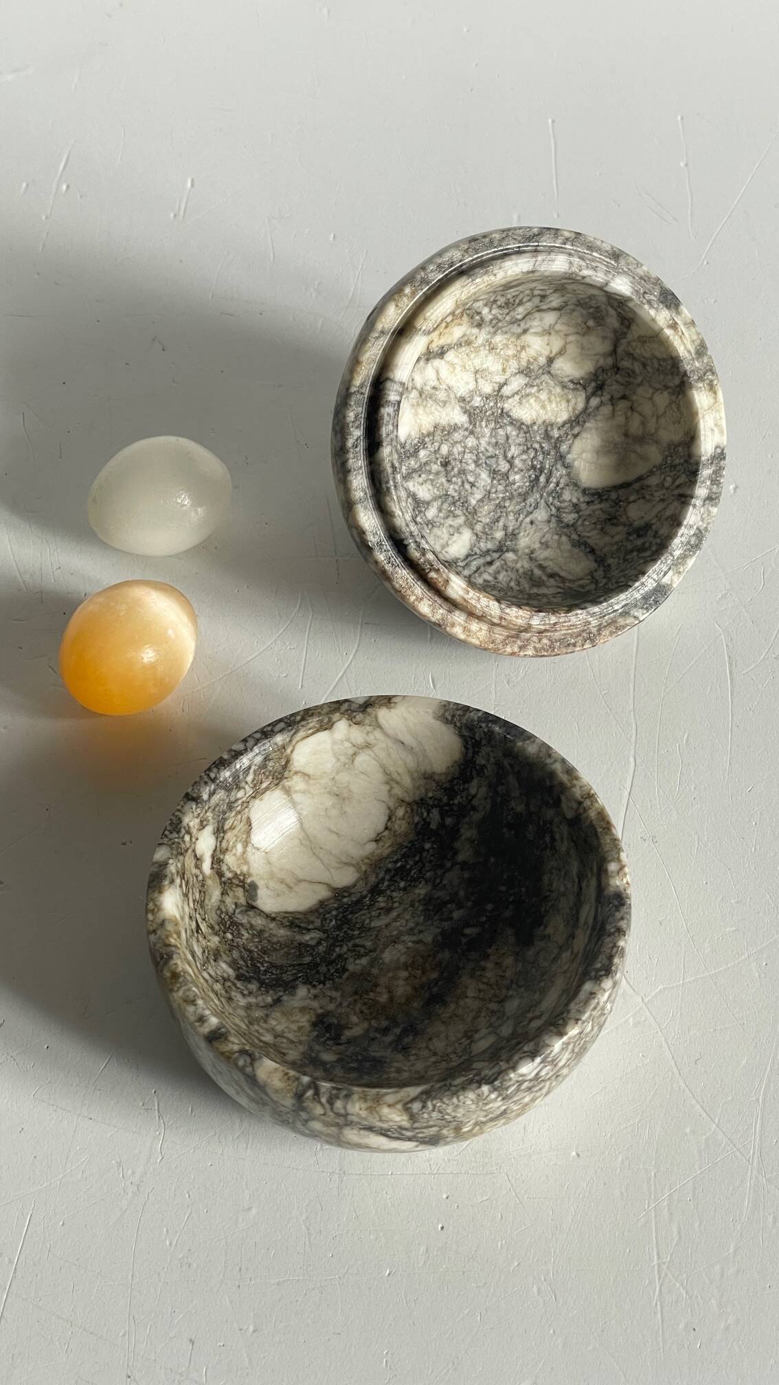 Vintage Marble Chicken with Eggs Sculpture