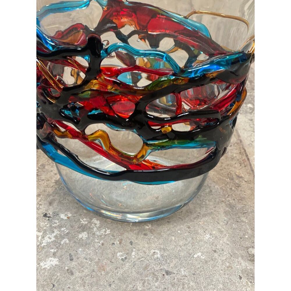 Impressive rostrato orange murano glass vase like venini ercole barovier style