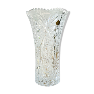Vase Cristal d'Arques vintage chiseled pattern