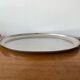 Ancien plateau de service jean couzon métal inox + anses bois vintage #c