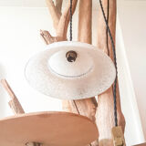 White opaline glass Clichy lamp, vintage pendant light