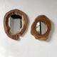 Set of 2 organic brutalist mirrors wood 1950s