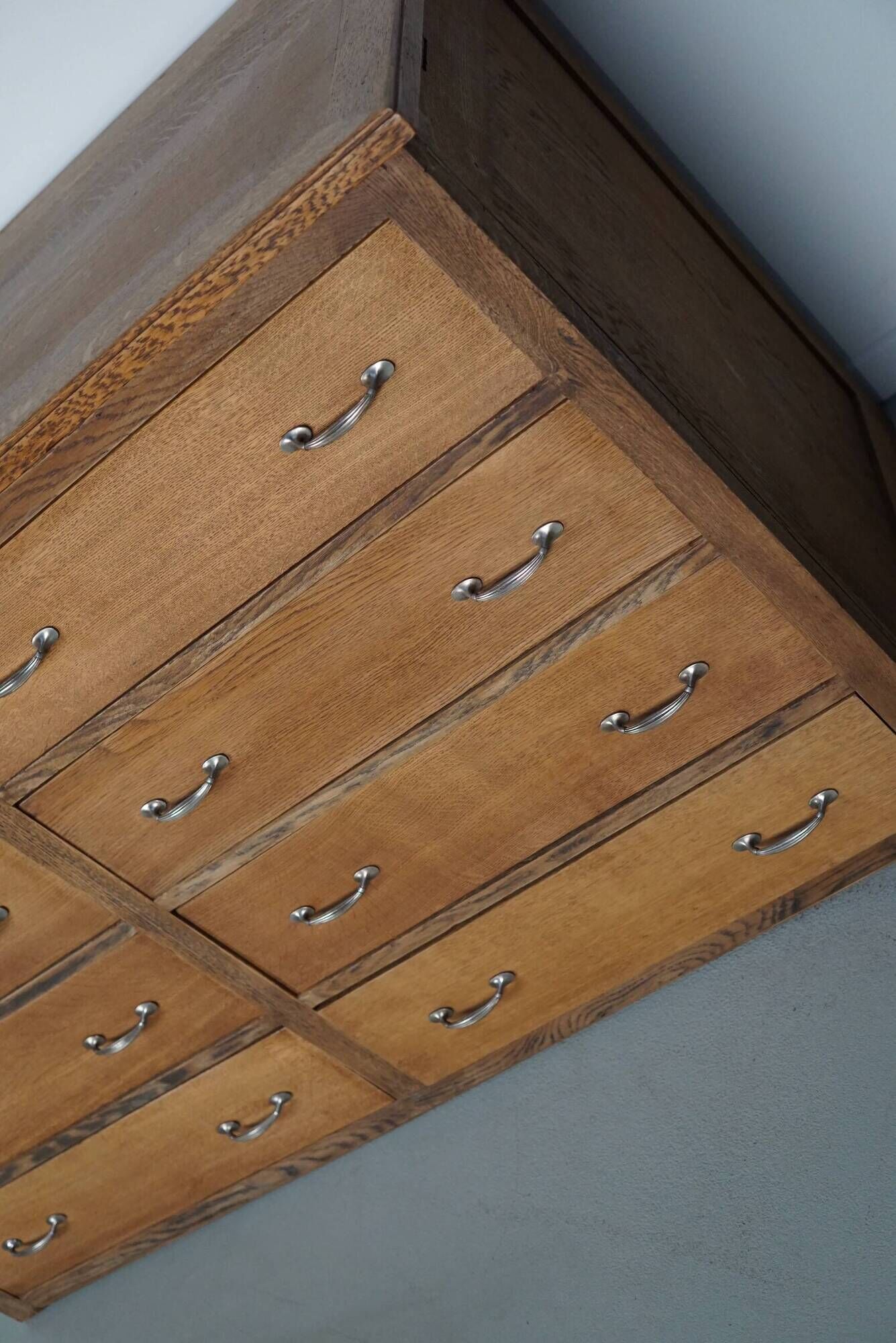 Antique French oak shop cabinet / kitchen island, 1930s