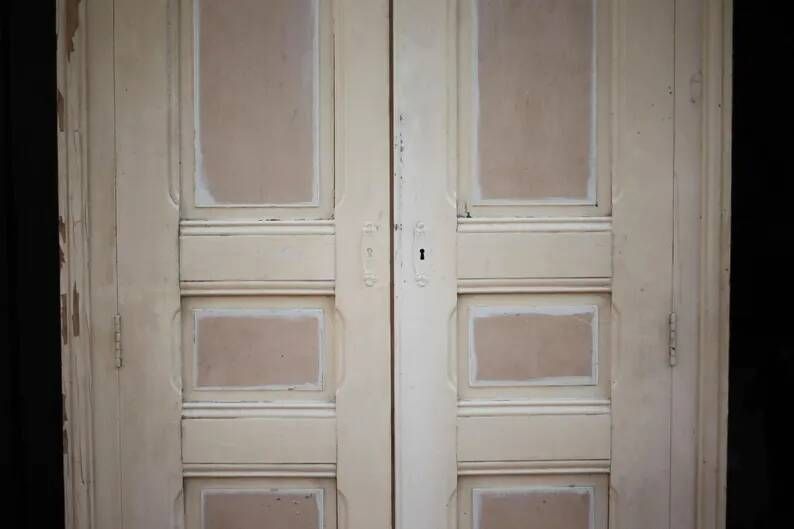 Double porte ancienne de placard, porte bois ancienne, grande porte vintage, porte d'intérieur